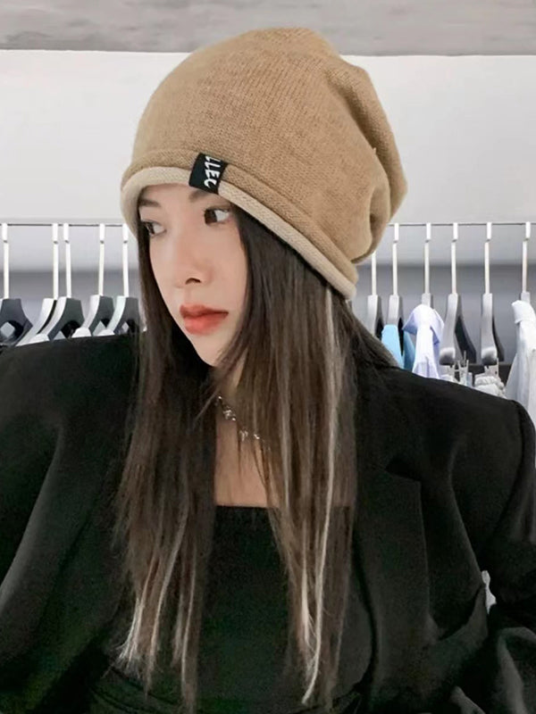 Bonnets tricotés plissés à joint fendu 