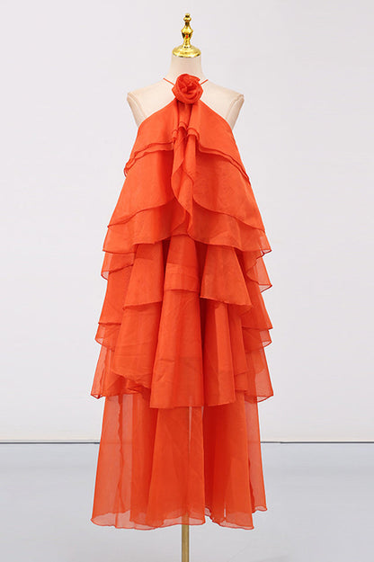 Sibley Halterneck Tiered Ruffle Maxi Dress