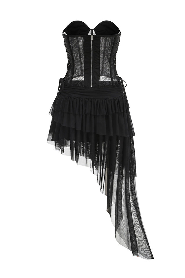 Corset Top & Irregular Mesh Skirt