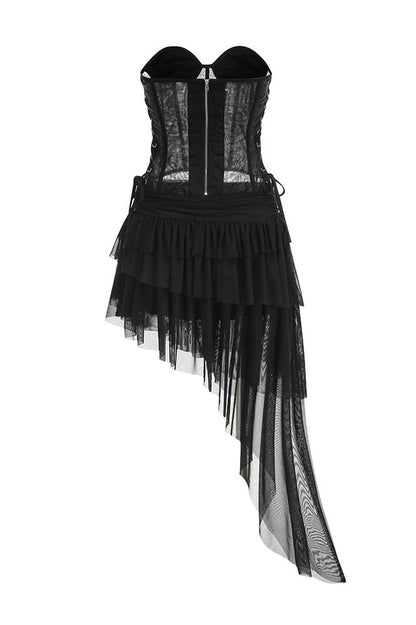 Corset Top & Irregular Mesh Skirt