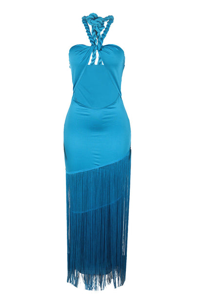 Coastal Rhythm Fringes Maxi Dress
