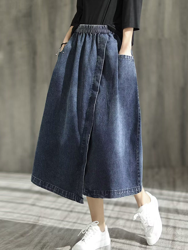Loose Asymmetric Elasticity Split-Joint Skirts