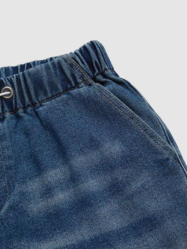 Pantalon en jean taille haute ample avec cordon de serrage et dégradé d'élasticité 