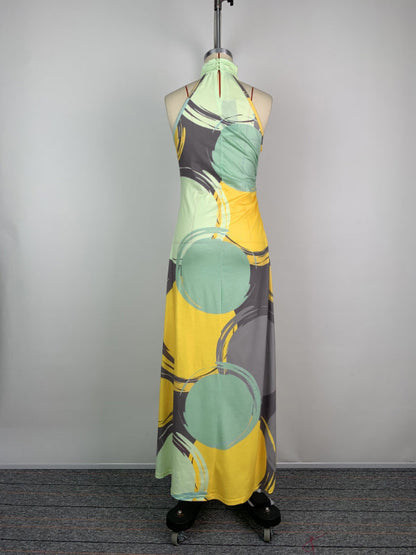 Skinny Sleeveless Printed High Neck Maxi Dresses