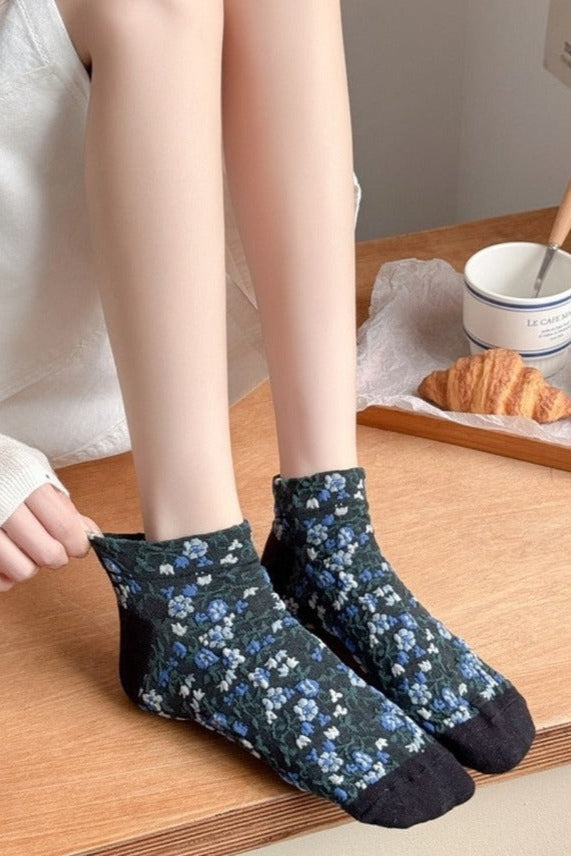 3-Pair Vintage Floral Ankle Socks