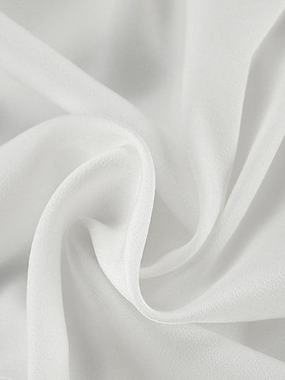 Loose Puff Sleeves Elasticity Pleated Solid Color Split-Joint V-Neck Blouses&Shirts Tops