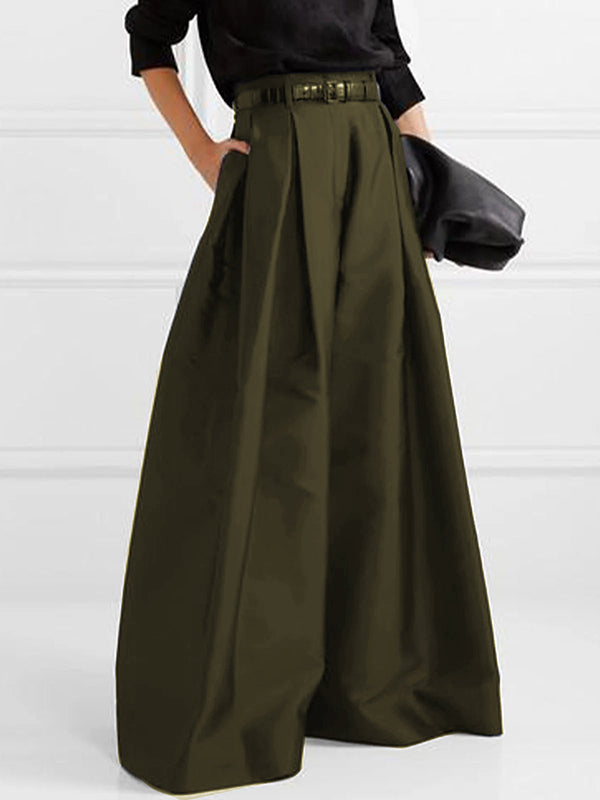 Solid Color Pleated Wide Pants Wide Leg Pants