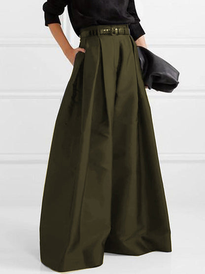 Solid Color Pleated Wide Pants Wide Leg Pants