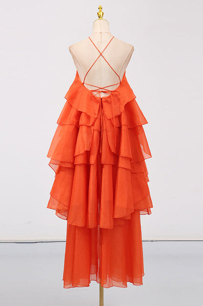 Sibley Halterneck Tiered Ruffle Maxi Dress