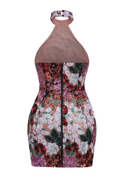 Polasa Sequins Flower Mini Dress