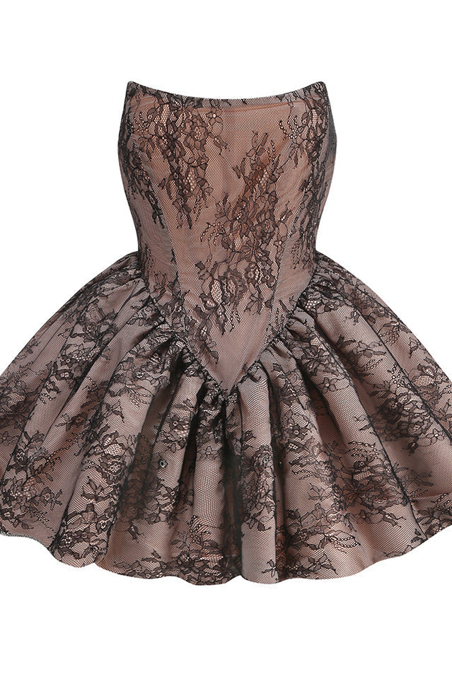 Elizabeth Strapless Lace Puff Dress