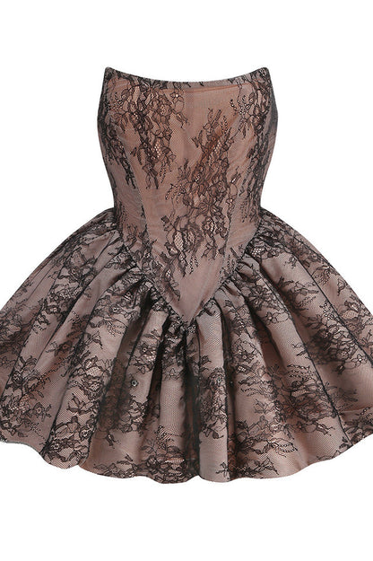 Elizabeth Strapless Lace Puff Dress