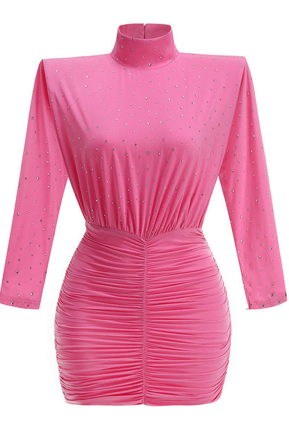 Turtle Crystal Embellished Draped Mini Dress