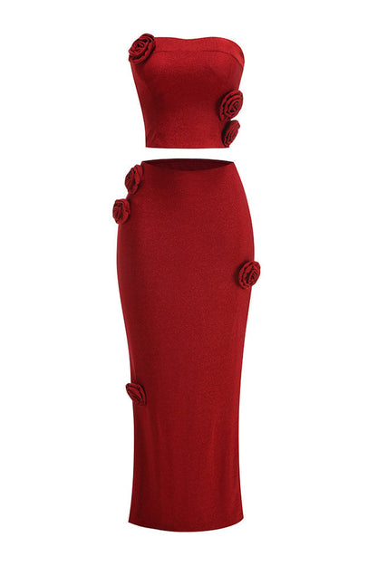 Roline Strapless Flowers Maxi Set