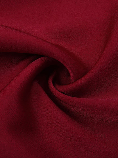 Loose Puff Sleeves Pleated Solid Color Split-Joint Stand Collar Blouses