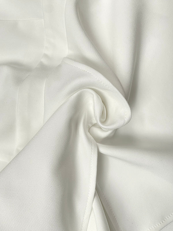 Long Sleeves Loose Pleated Solid Color Split-Front Off-The-Shoulder Blouses&Shirts Tops