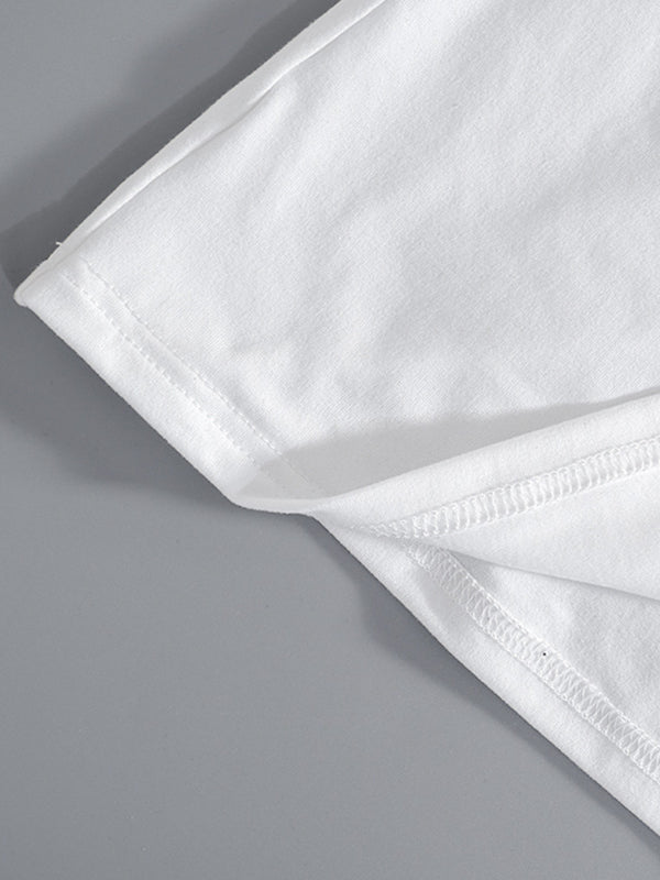 T-shirt ample, moulant, dos nu, à lacets, transparent, couleur unie, fendu, épaules dénudées 