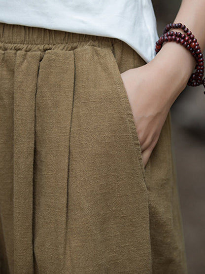 Elastische, einfarbige Hose mit weitem Bein 