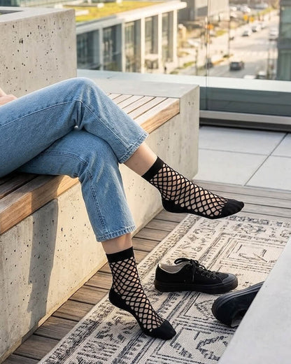 Midnight Lattice Fishnet Socks