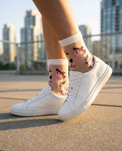 Roses Sheer Socks, 2-Pack