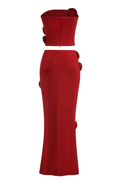 Roline Strapless Flowers Maxi Set