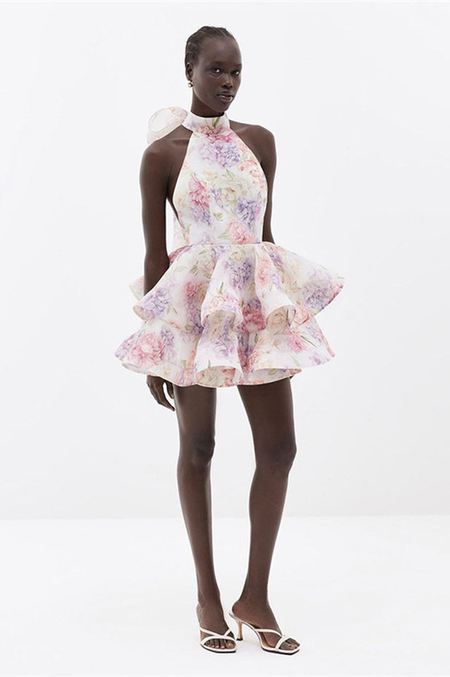 Marissa Oversized Bow Tiered Mini Dress