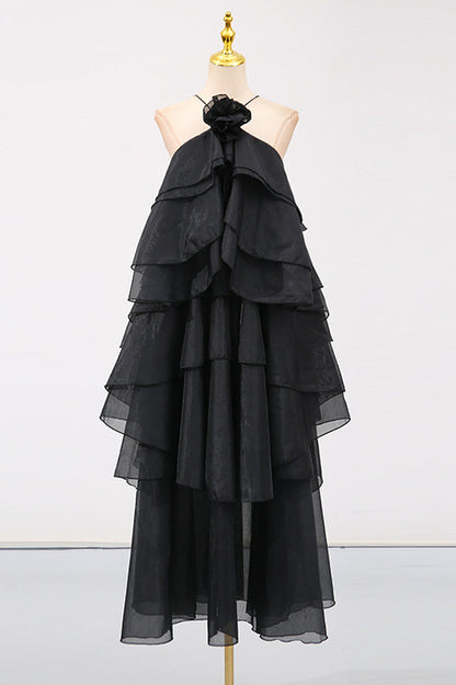 Sibley Halterneck Tiered Ruffle Maxi Dress