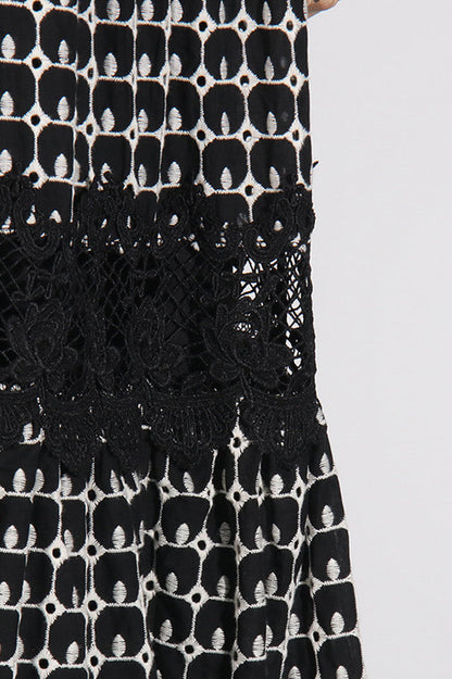 Lace Embroidery Cocktail Midi Dress