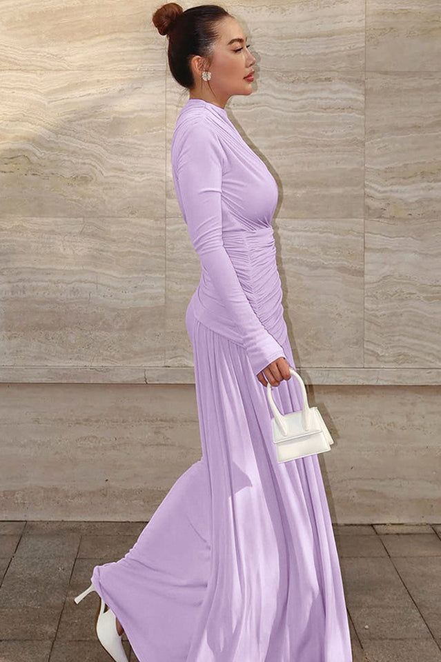 Casey Asymmetric Ruched Bodice Maxi Dress