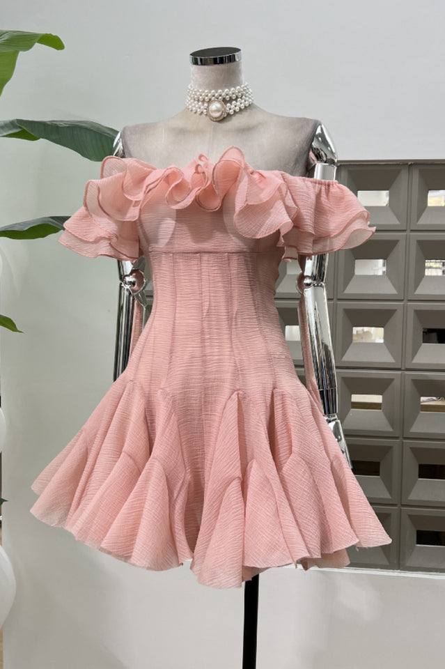 Vita Off Shoulder Ruffle Mini Dress