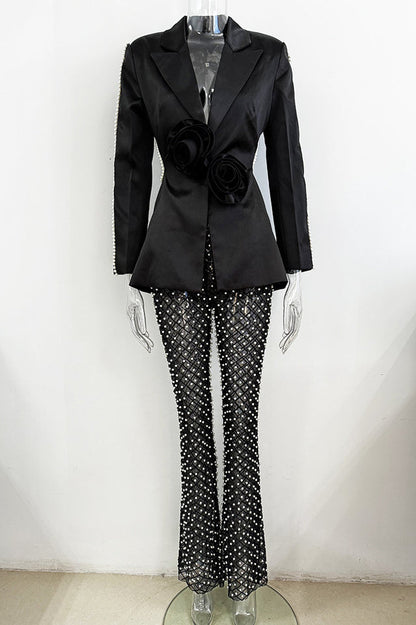 Ossie Pearl Embellished Cutout Blazer Set