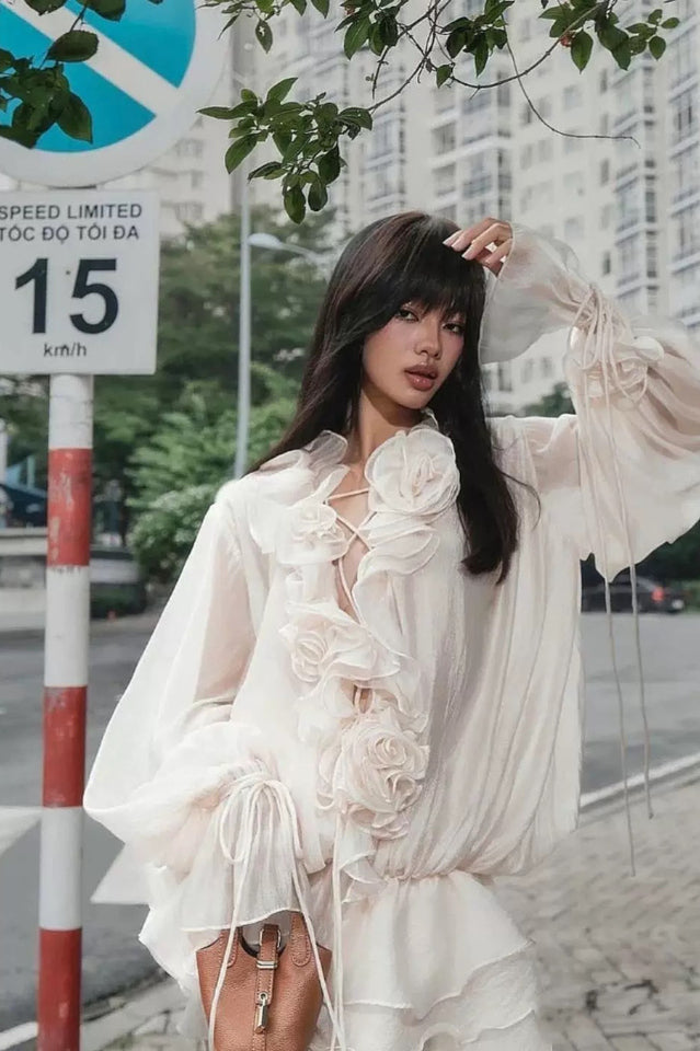 Olive Puff Sleeve Tiered Mini Dress