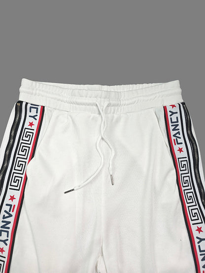 Long Sleeves Letter Print Split-Side Zipper Hooded Jackets+Pants Two Pieces Set