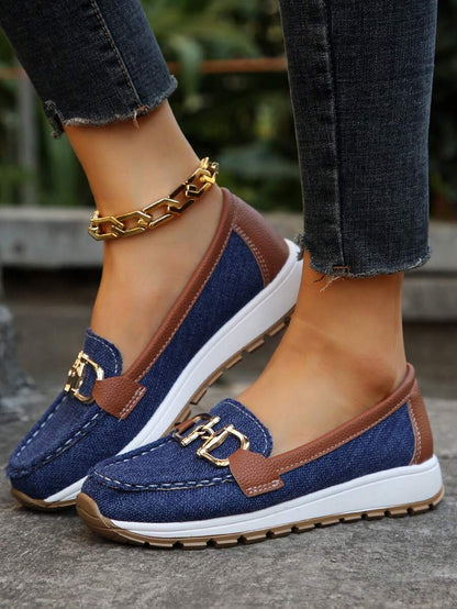 Hazzie | Women's Chain Bit Slip-On Loafers Casual Flat Shoes