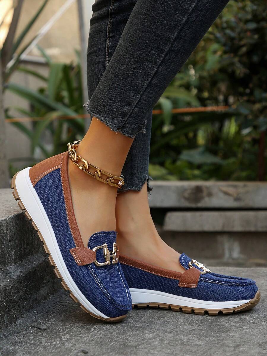 Hazzie | Women's Chain Bit Slip-On Loafers Casual Flat Shoes