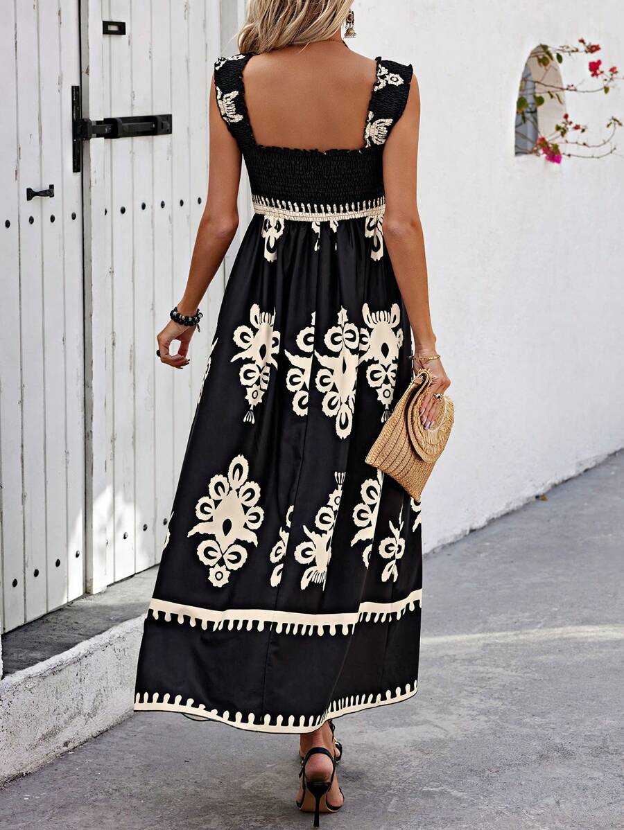 Catalina | Women's Square Neck Flowy Sleeveless Printed Dress Beach Vacation