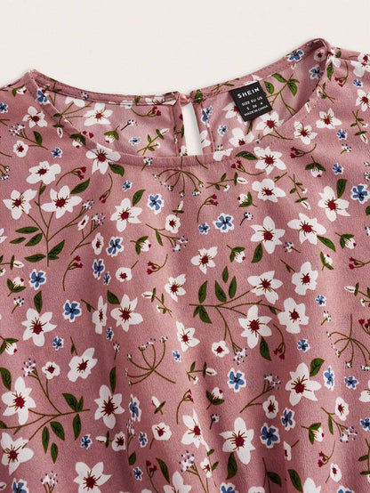 Flora | Women's Floral Print Bishop Sleeve Smocked Waist Maxi Dress