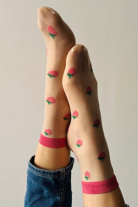 Raspberry Sheer Socks