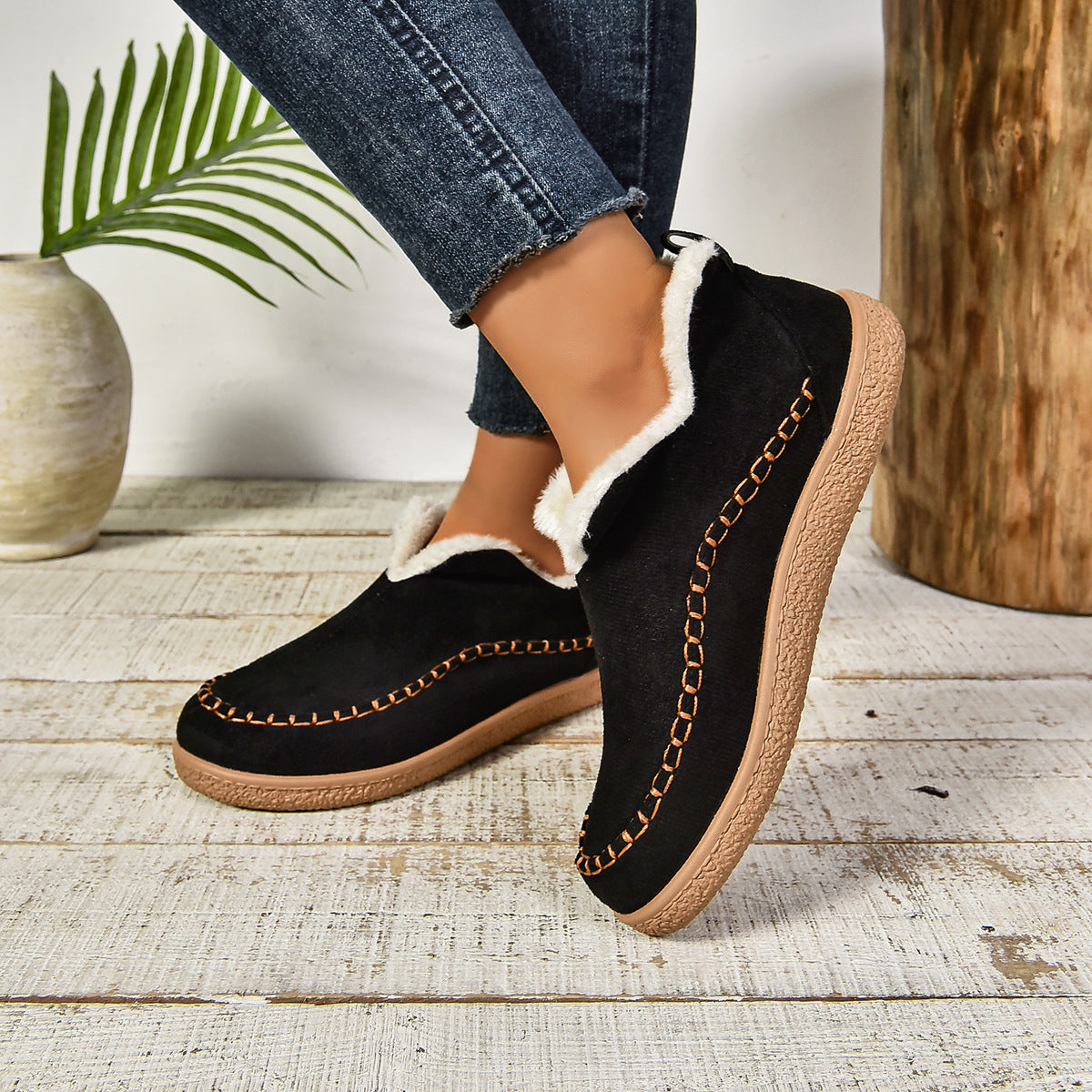 Sab™ | Warm Fur Lined Slip-On Ankle Boots with Anti-slip Thick Sole