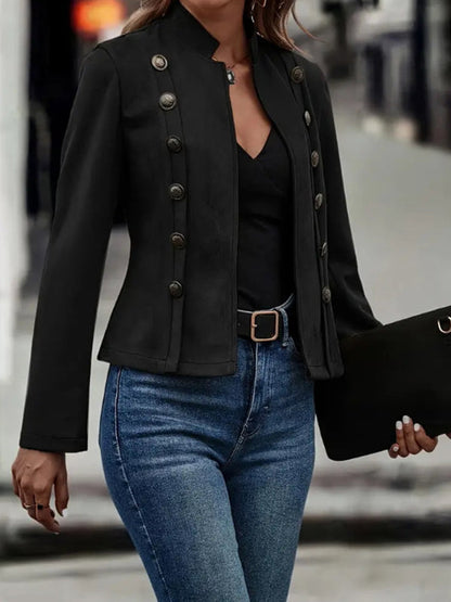 Vêtements d'extérieur amples à manches longues, boutonnés et à col montant fendu 