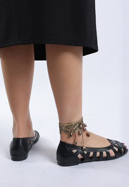 Moira Woven Peep Toe Flats