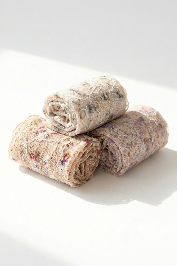 3-Pack Floral Mesh Sheer Socks