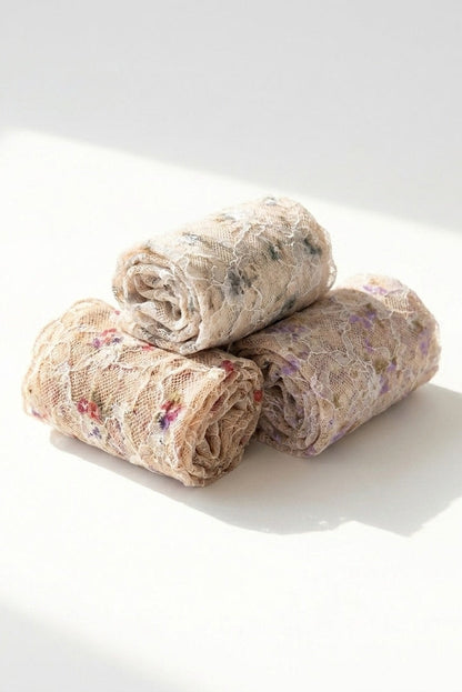 3-Pack Floral Mesh Sheer Socks