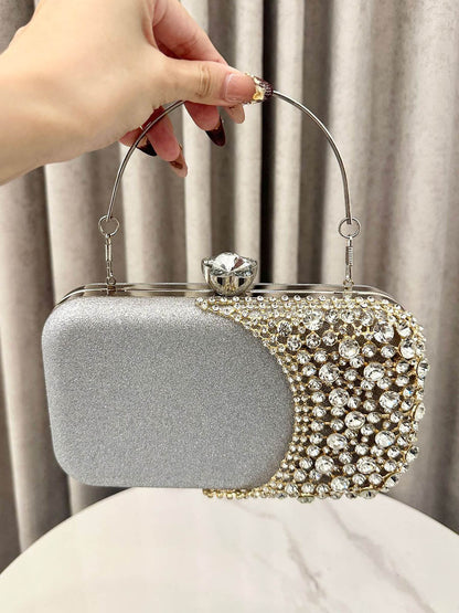 Irregularity Chains Geometric Lock Rhine Stones Shiny Crossbody Bags Evening Bags & Clutches
