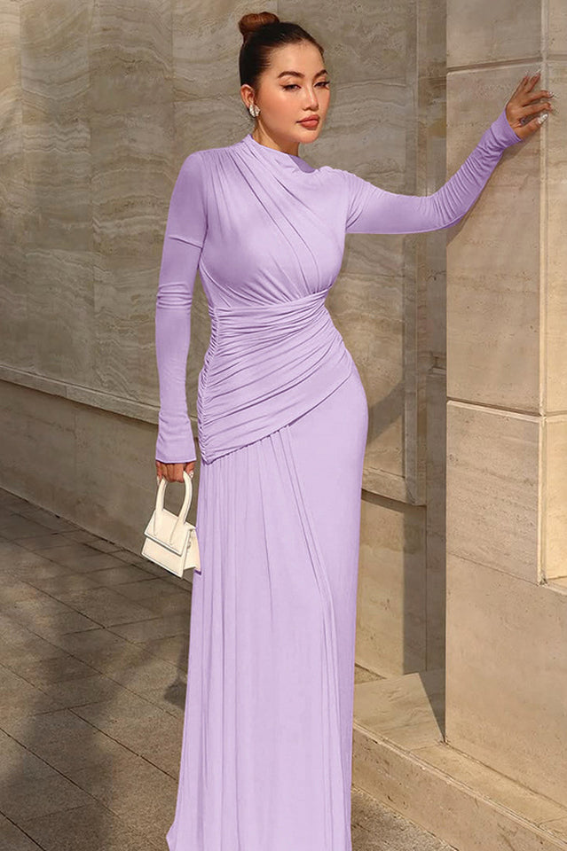 Casey Asymmetric Ruched Bodice Maxi Dress