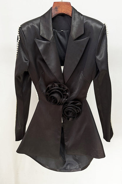 Ossie Pearl Embellished Cutout Blazer Set