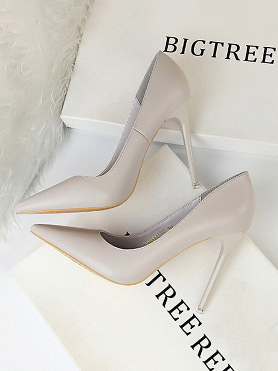 Pointed-Toe Solid Color Pumps