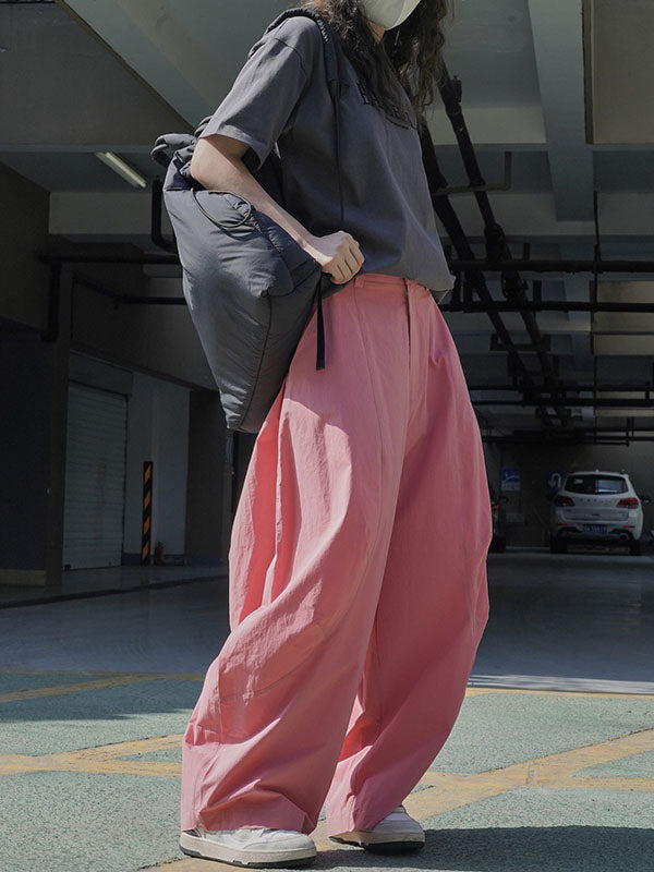 Loose Wide Leg Solid Color Split-Joint Casual Pants Bottoms Trousers