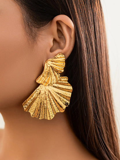 Geometric Leaves Shape Solid Color Drop Earrings GOLD One_size