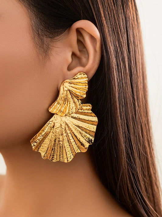 Geometric Leaves Shape Solid Color Drop Earrings GOLD One_size